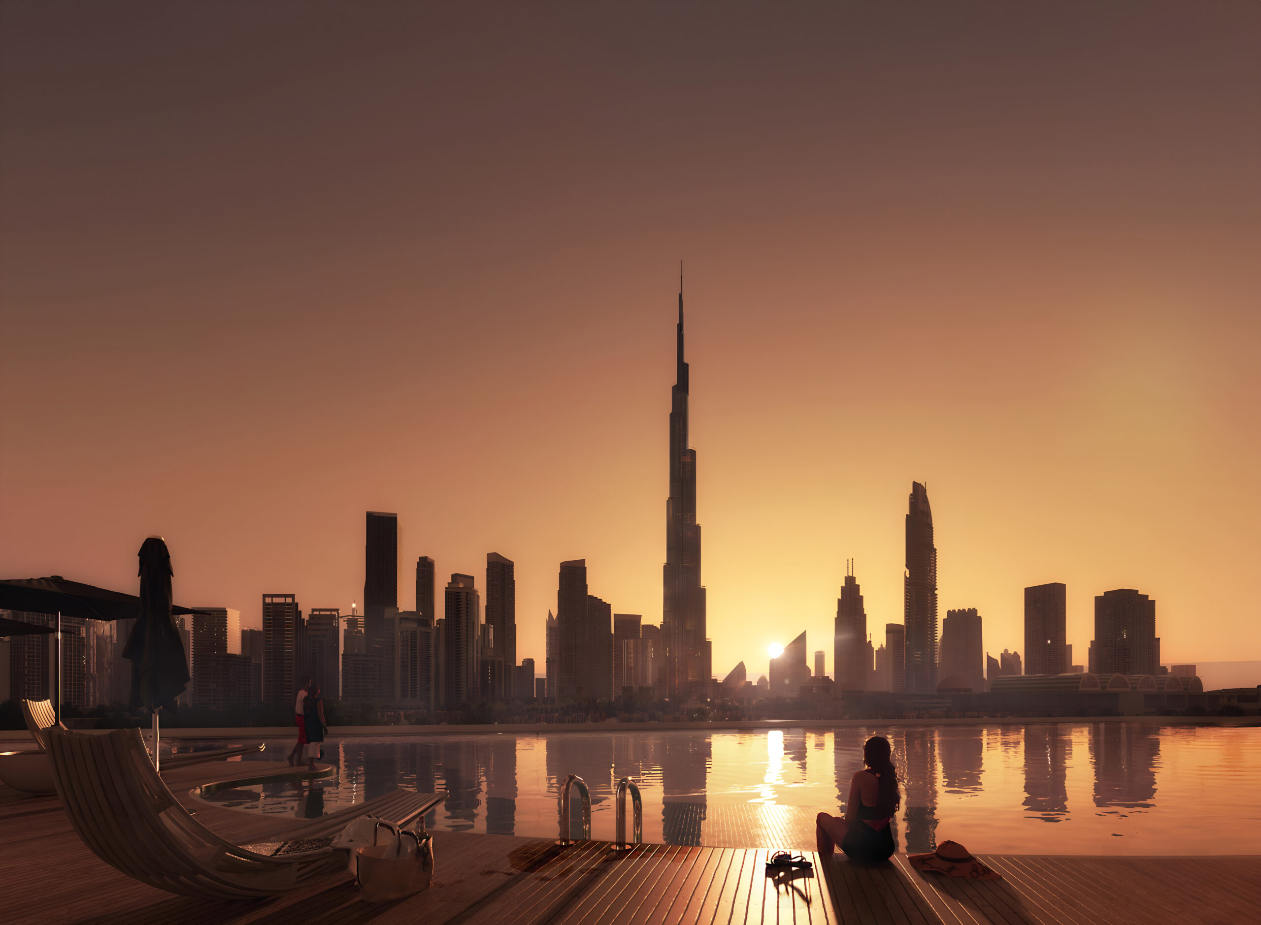 Dusk_pool_shot infinity hills Real Estate | أفضل استثمار عقارى فى الامارات